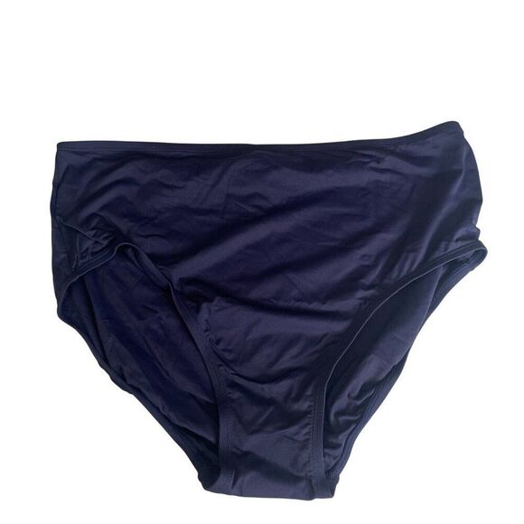 Andie Bikini Bottom Women's XXL Navy Stretch Lined High Waist Swim Nautical - Picture 1 of 8